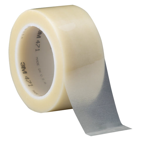 3M Vinyl Tape 471 Transparent, 3 in x 36 yd, 12 per case Bulk