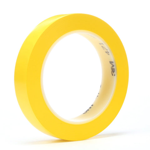 3M Vinyl Tape 471 Yellow, 1/2 in x 36 yd, 72 per case Bulk