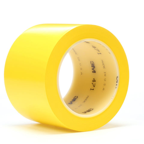 3M Vinyl Tape 471 Yellow, 4 in x 36 yd, 8 per case Bulk