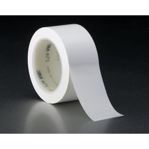 3M Vinyl Tape 471 White, 1/4 in x 36 yd, 144 per case Boxed