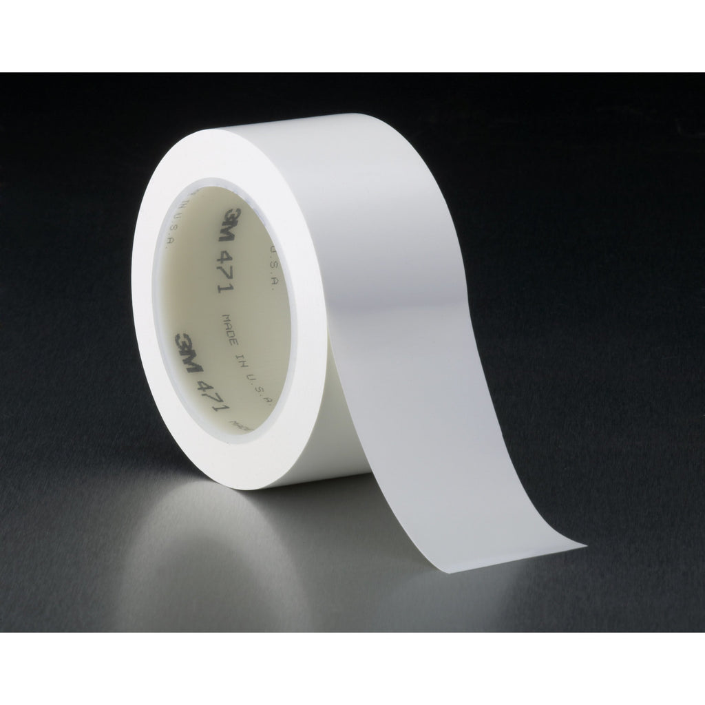 3M Vinyl Tape 471 White, 1/2 in x 36 yd, 72 per case Bulk