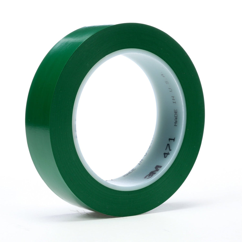 3M Vinyl Tape 471 Green, 1/2 in x 36 yd, 72 per case Bulk