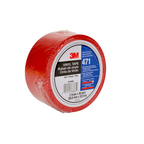 3M Vinyl Tape 471 Red, 1/2 in x 36 yd, 72 per case Boxed