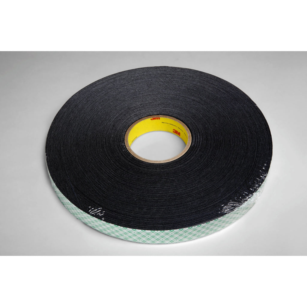 3M Double Coated Urethane Foam Tape 4052 Black, 1 in x 72 yd 1/3