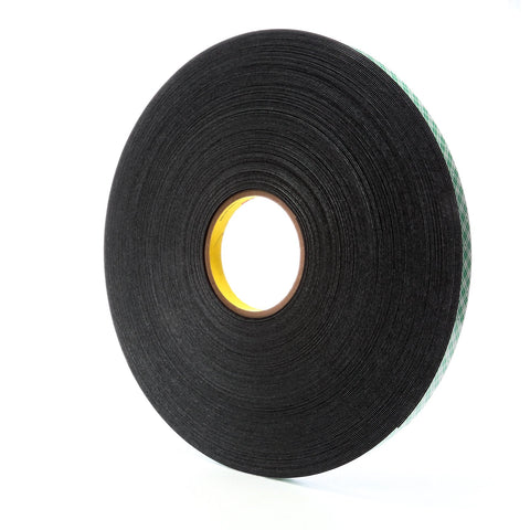 3M Double Coated Urethane Foam Tape 4052 Black, 1/2 in x 72 yd 1