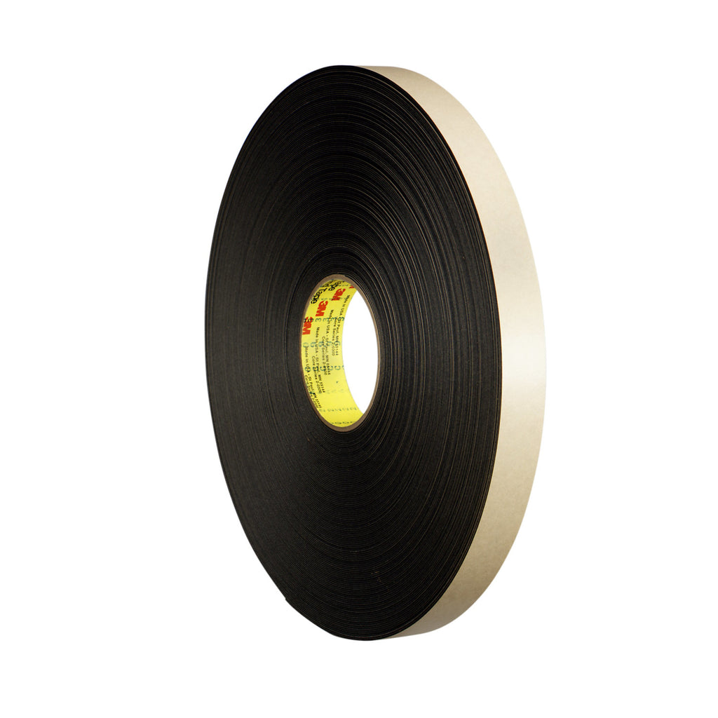3M Double Coated Polyethylene Foam Tape 4492 Black, 3/4 in x 72