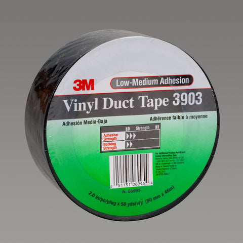 3M Vinyl Duct Tape 3903 Black, 49 in x 50 yd 6.3 mil, 2 per case